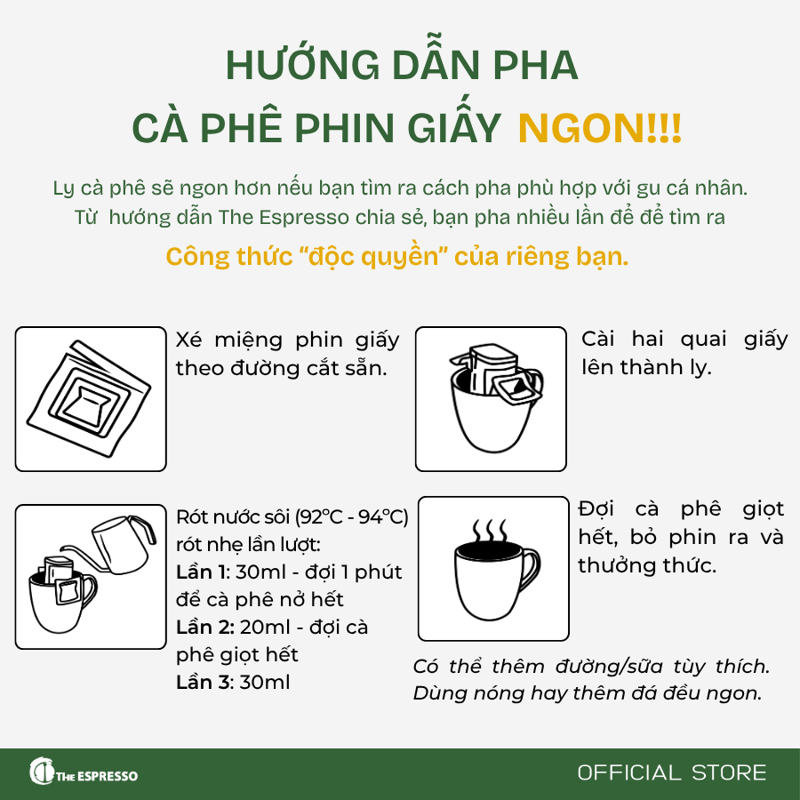 Hướng dẫn pha cà phê phin giấy